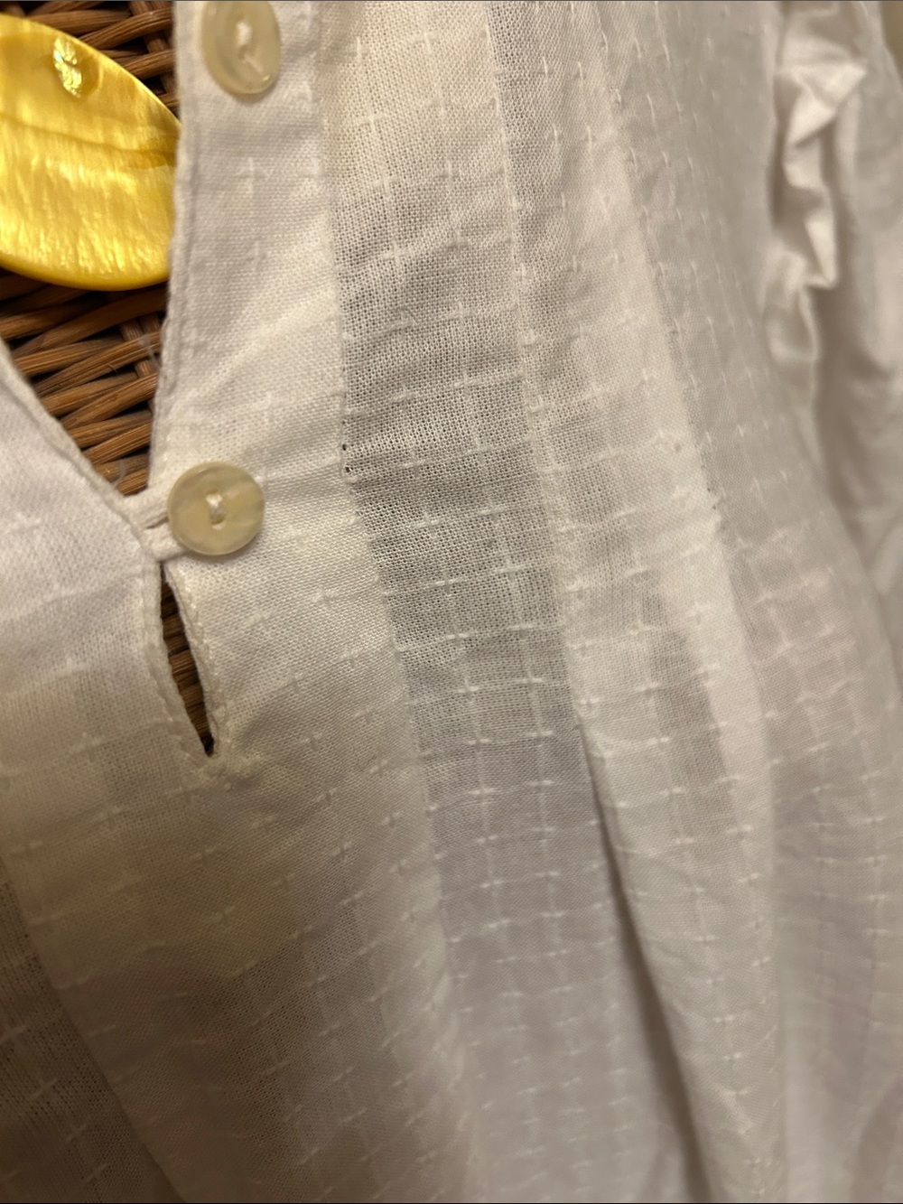 Universal Thread White Textured Top with Ruffle Trim - Picture 3 of 7